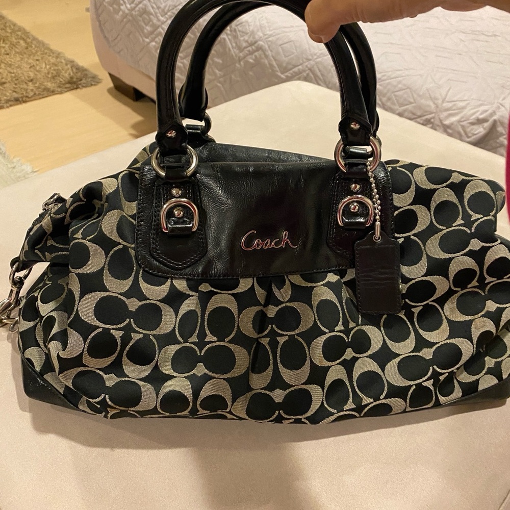 Coach brand black & gray purse big size